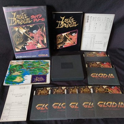 PC-8801 Vain Dream GLODIA Game Disks, Manual, Box, Partly tested, Japan