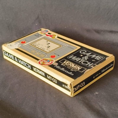 Vintage Nintendo Game & Watch VERMIN wide Screen, Manual, Box set, Japan Working