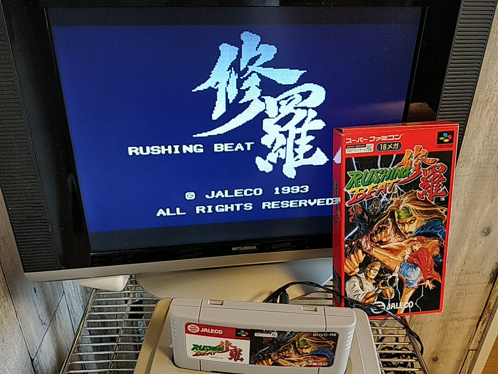 RUSHING BEAT SHURA (The Peace Keepers) Super Famicom SFC Cart, Manual, Box Japan