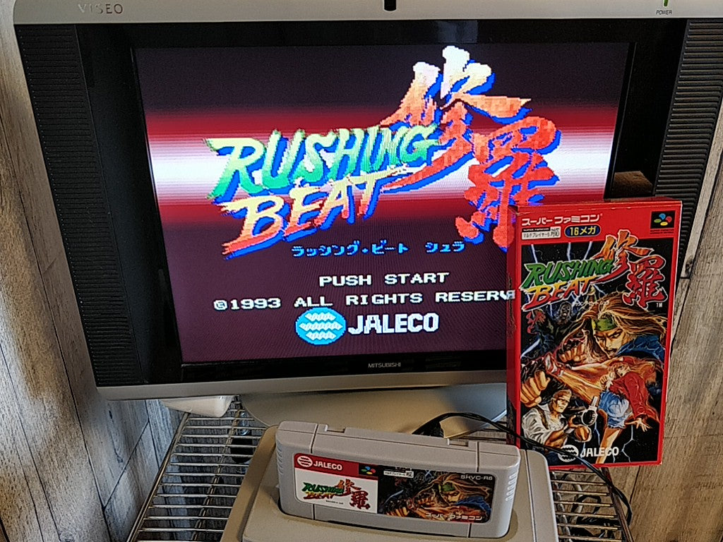 RUSHING BEAT SHURA (The Peace Keepers) Super Famicom SFC Cart, Manual, Box Japan