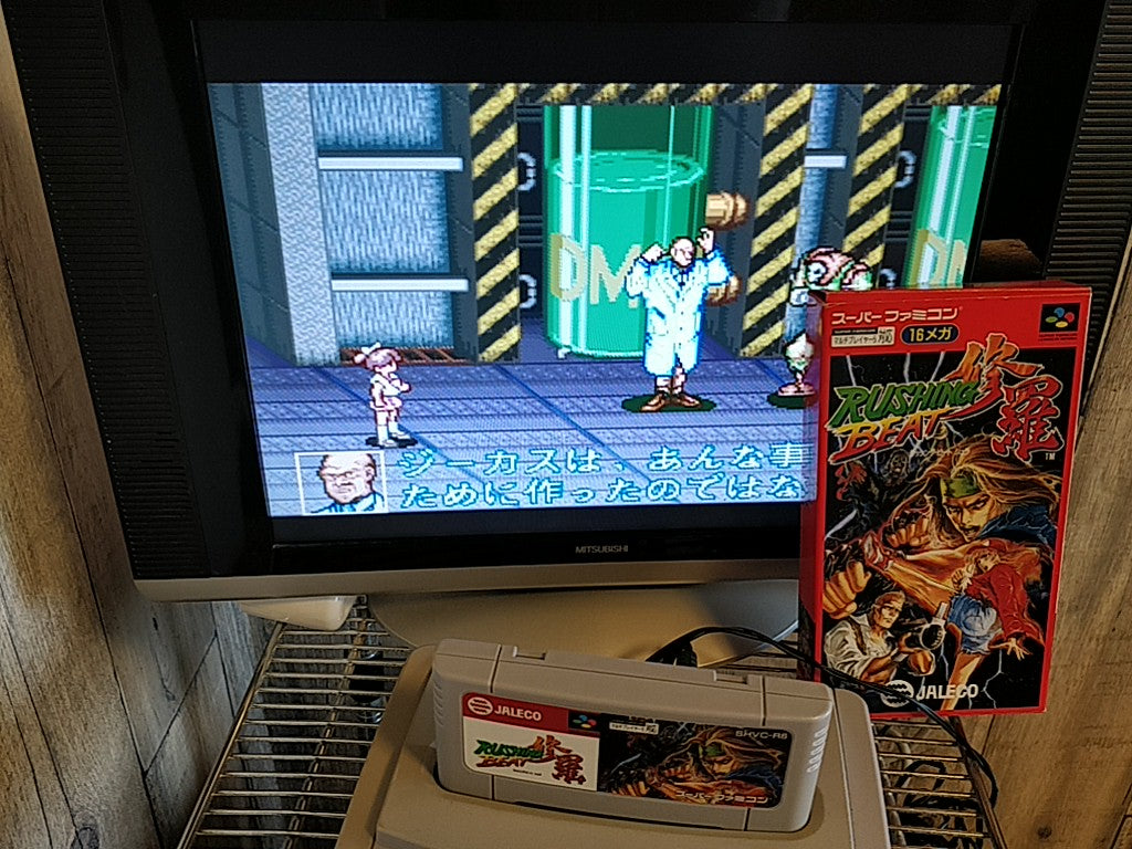RUSHING BEAT SHURA (The Peace Keepers) Super Famicom SFC Cart, Manual, Box Japan