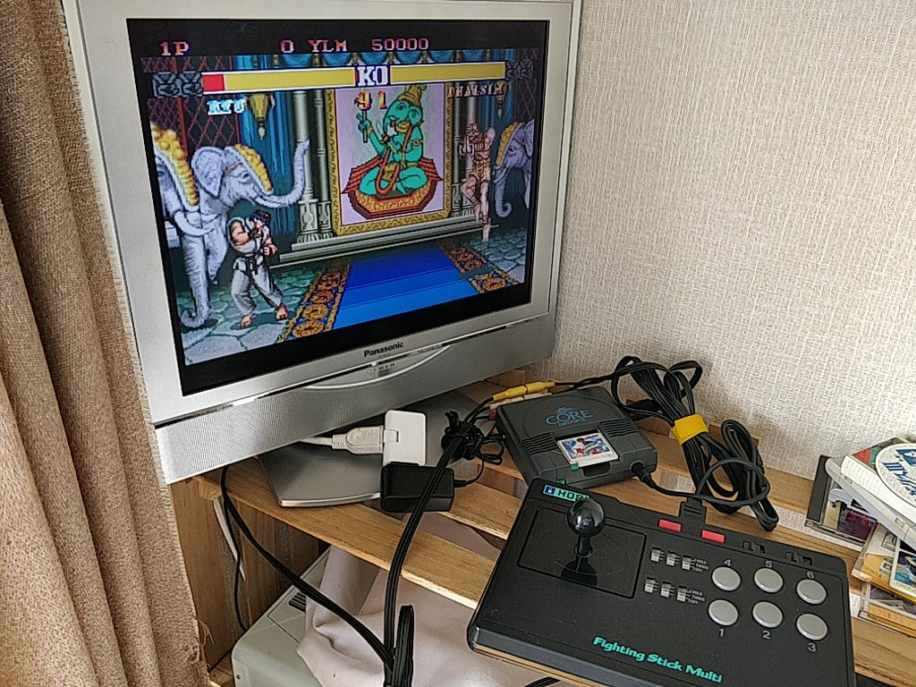 Hori Arcade Fighting Stick Multi for SNES, PC Engine, Megadrive Boxed set-f0625-