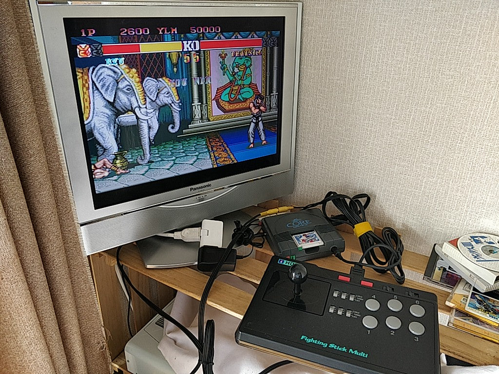 Hori Arcade Fighting Stick Multi for SNES, PC Engine, Megadrive Boxed set-f0625-