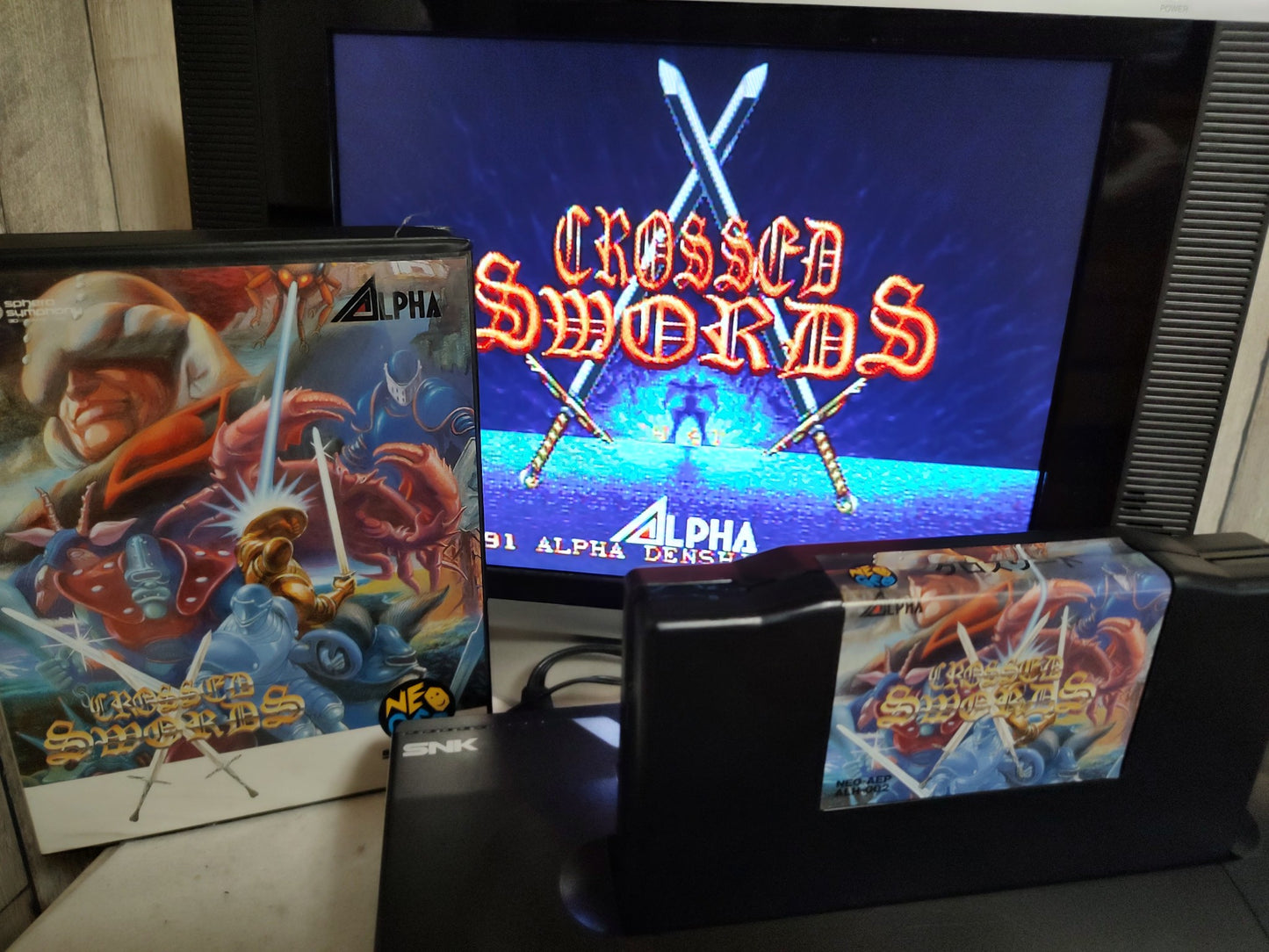 CROSSED SWORDS SNK NEO GEO AES Cartridge, Manual, Boxed set, Working-g0624-