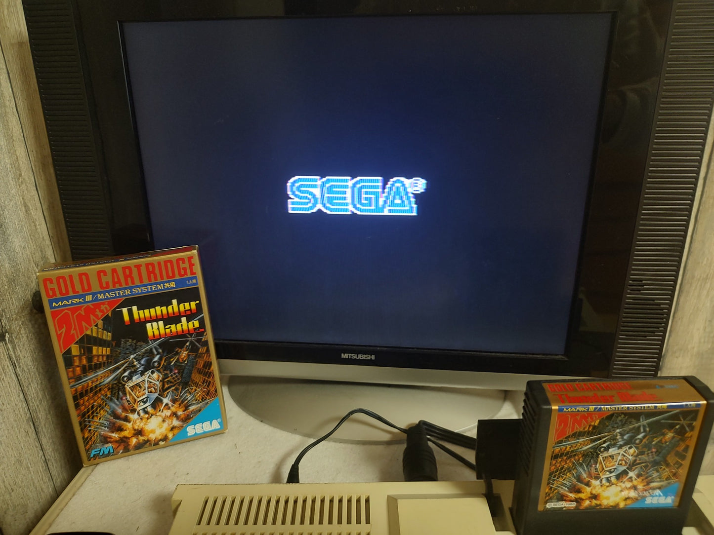 Thunder Blade SEGA Master system MK-2000/Mark3 Cart and Box, Working-f1001-