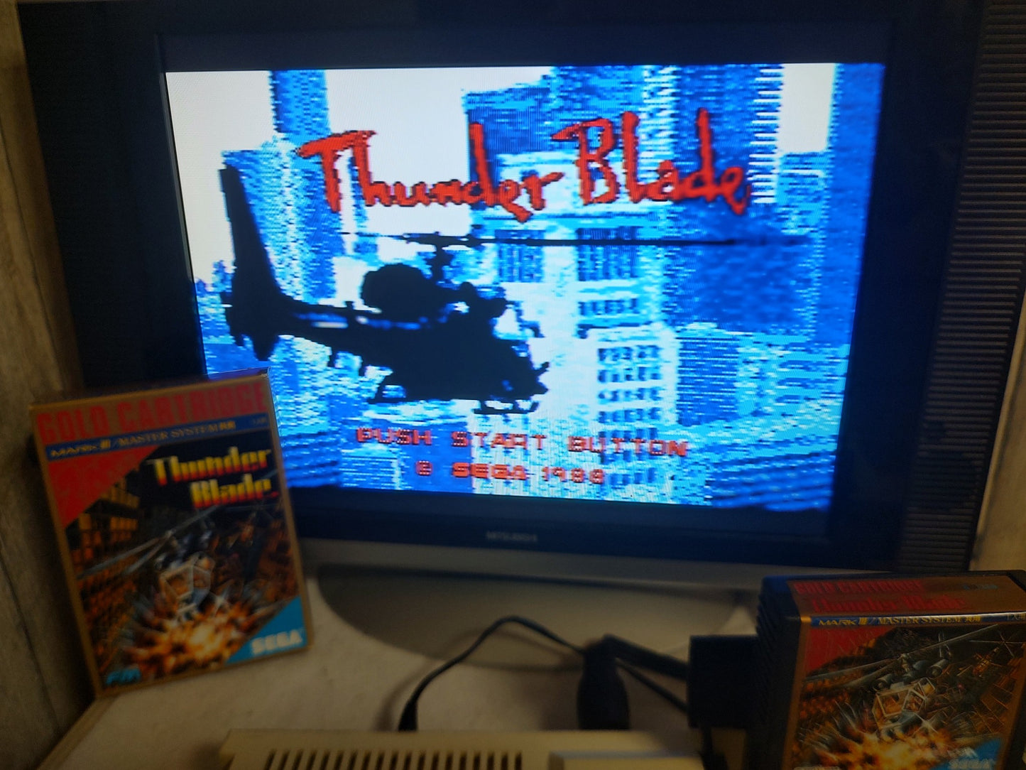 Thunder Blade SEGA Master system MK-2000/Mark3 Cart and Box, Working-f1001-