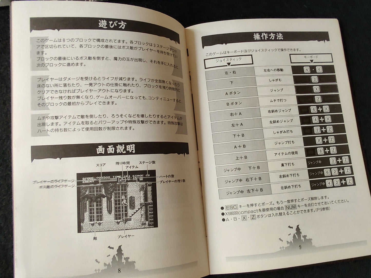 Castlevania SHARP X68000 Arcade Game Japan set/Gamedisk,manual,Box tested-f01013