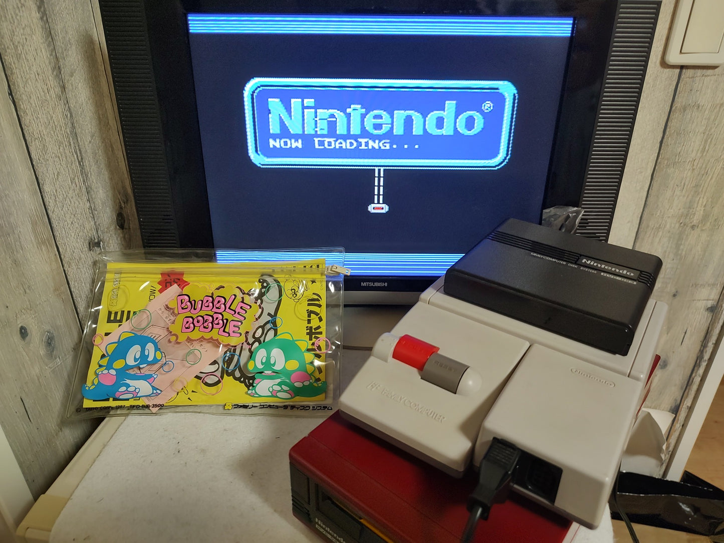 BUBBLE BOBBLE for FAMICOM DISK SYSTEM/Disk and Plastic bag set/ Working-f1014-