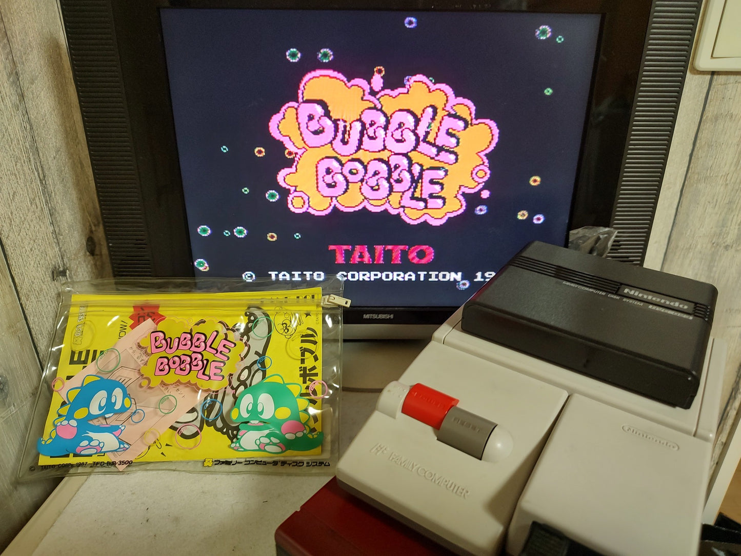 BUBBLE BOBBLE for FAMICOM DISK SYSTEM/Disk and Plastic bag set/ Working-f1014-