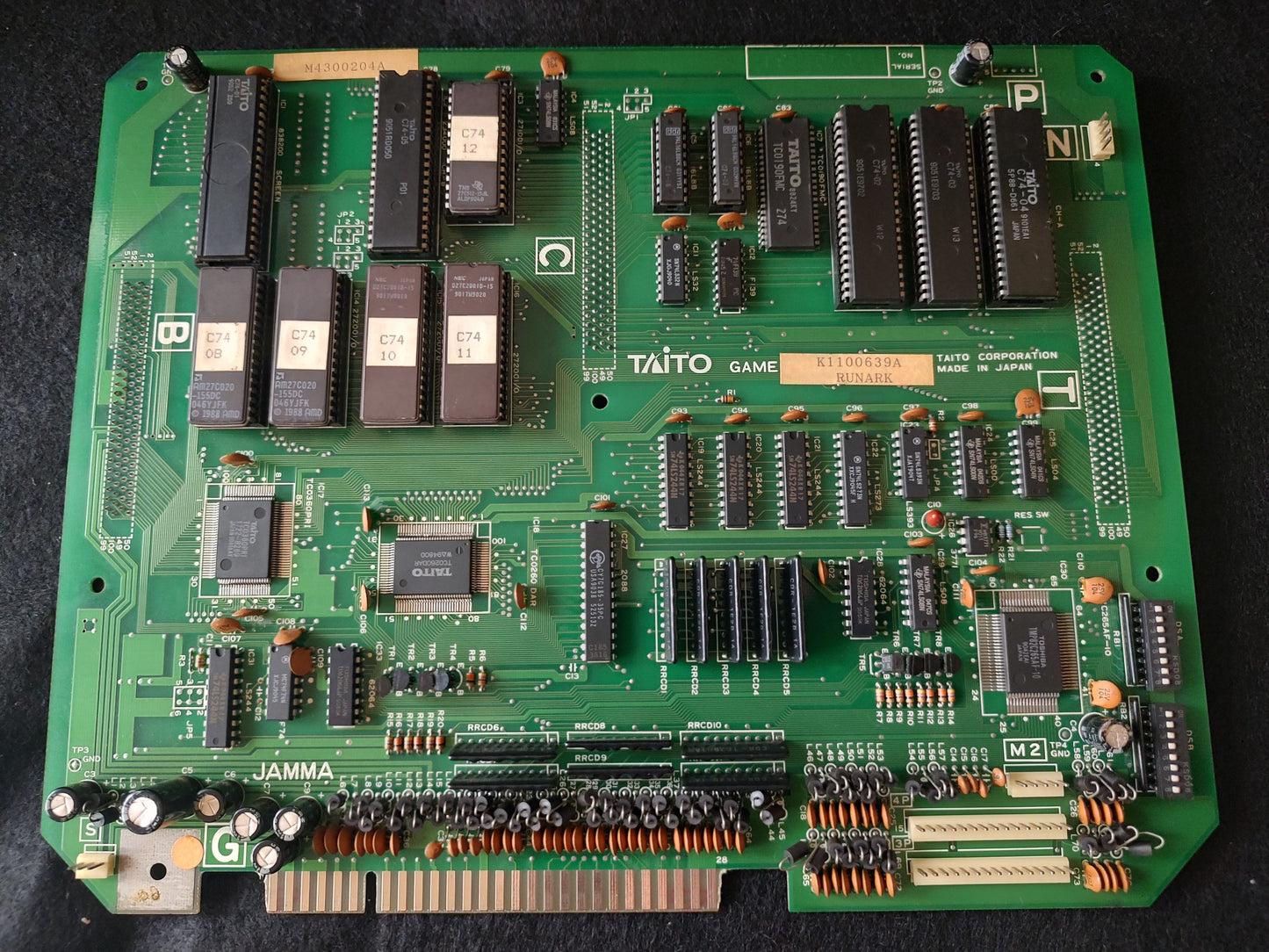 RUNARK TAITO F2 Arcard System JAMMA B Board and Inst card set, Working-g0323-