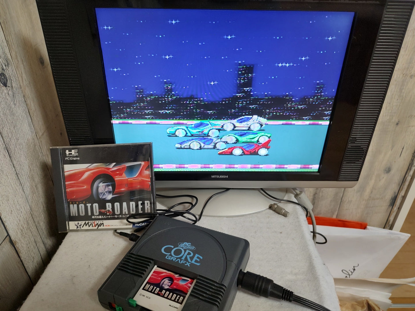Moto Roader NEC PC Engine TurboGrafx-16 PCE Hu-card, w/Manual, Box-g0611-