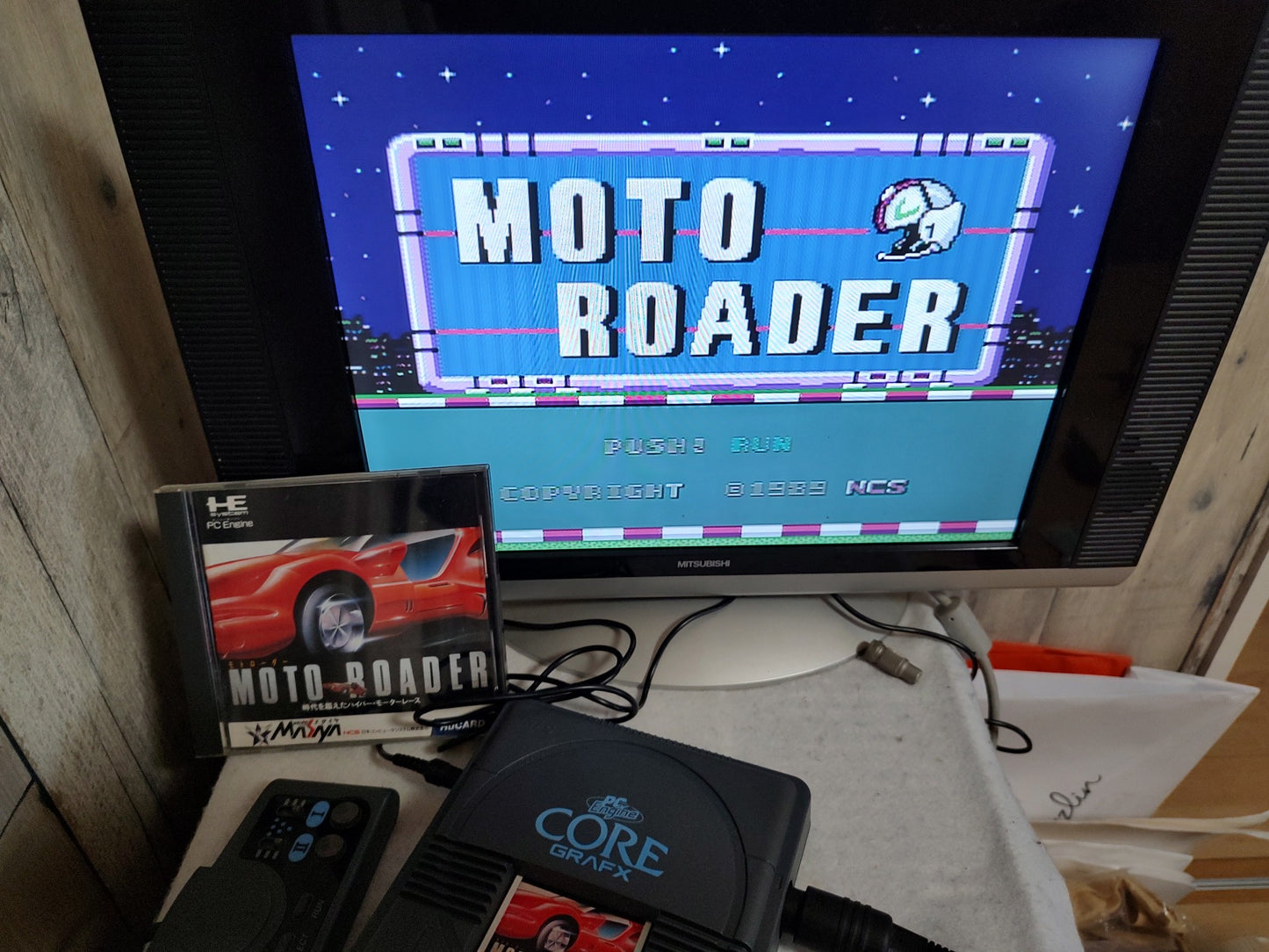 Moto Roader NEC PC Engine TurboGrafx-16 PCE Hu-card, w/Manual, Box-g0611-