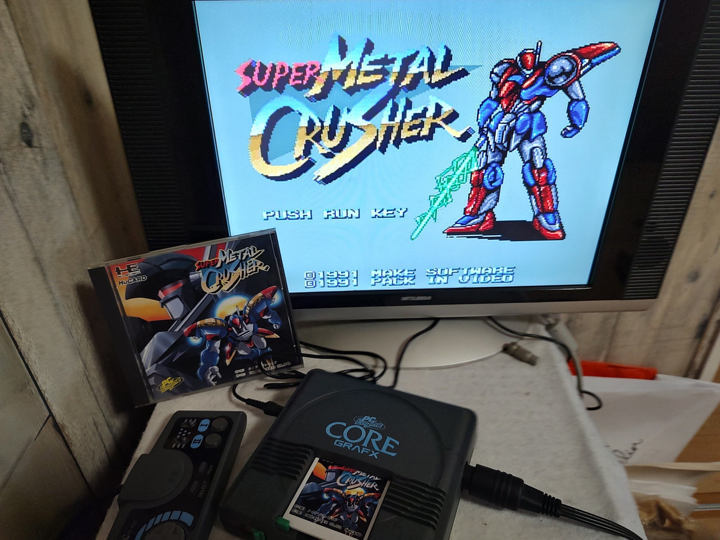 Super Metal Crusher NEC PC Engine TurboGrafx-16 PCE Hu-card, w/Manual, Box-g0611