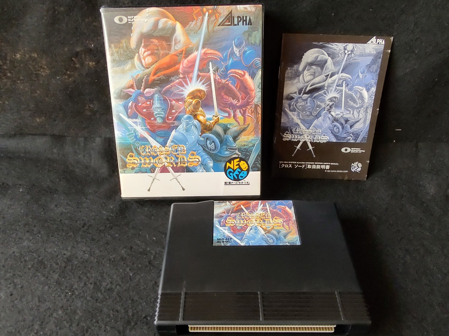 CROSSED SWORDS SNK NEO GEO AES Cartridge, Manual, Boxed set, Working-g0624-