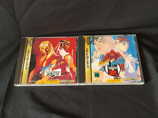 Street Fighter ZERO and ZERO2 set SEGA Saturn Games, w/Manual and Case-g0625-