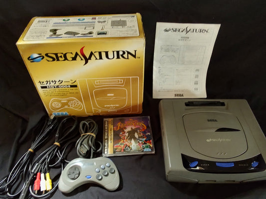 SEGA Saturn Gray color Console HST-0004,Pad,Power Cable Boxed set, Working-g0710