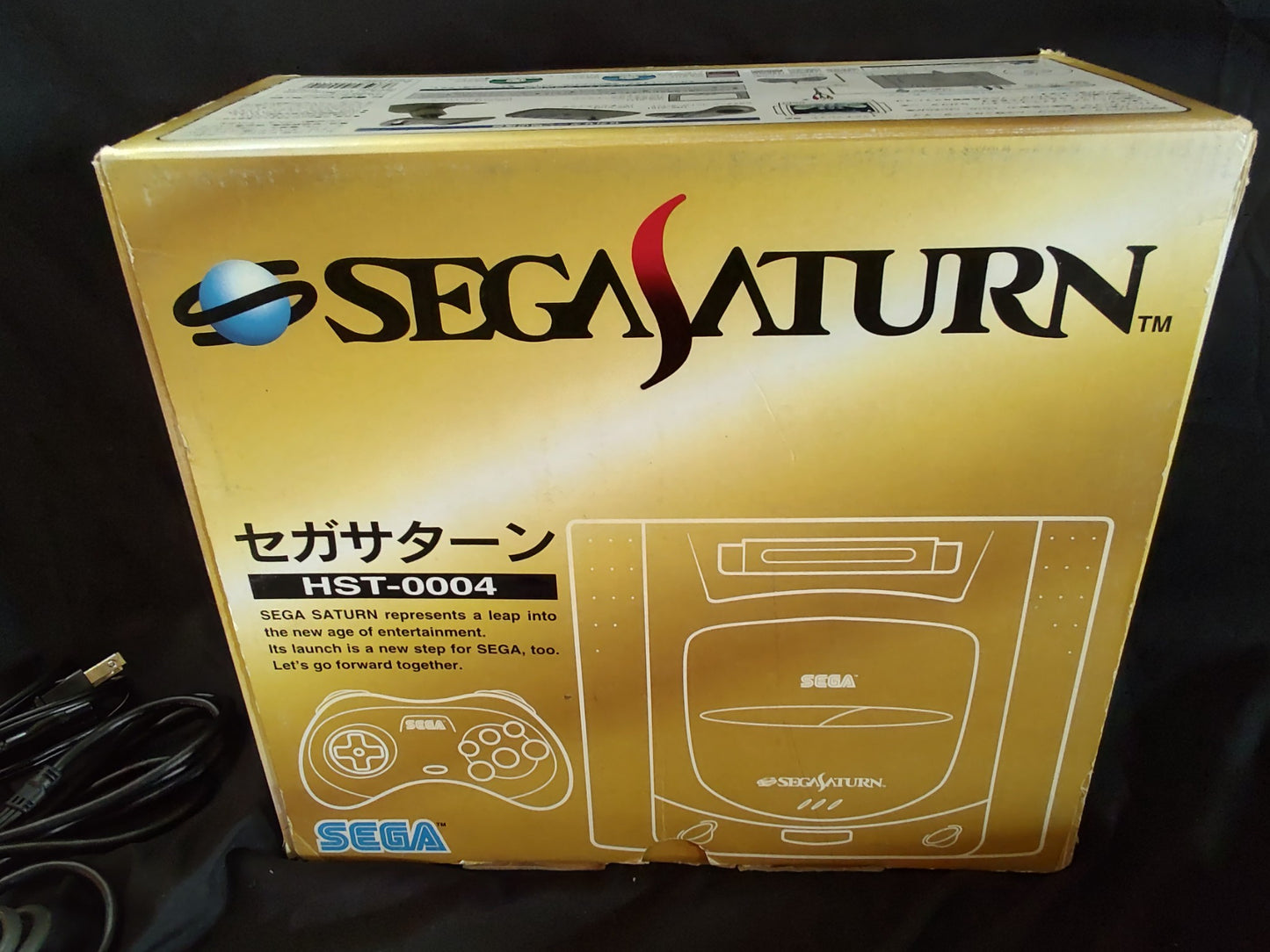 SEGA Saturn Gray color Console HST-0004,Pad,Power Cable Boxed set, Working-g0710