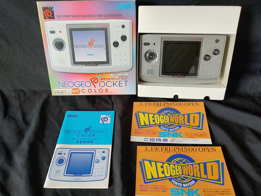 Defective, SNK NEOGEO POCKET Color NGPC PLATINUM SILVER Console w/Box set-g0710-