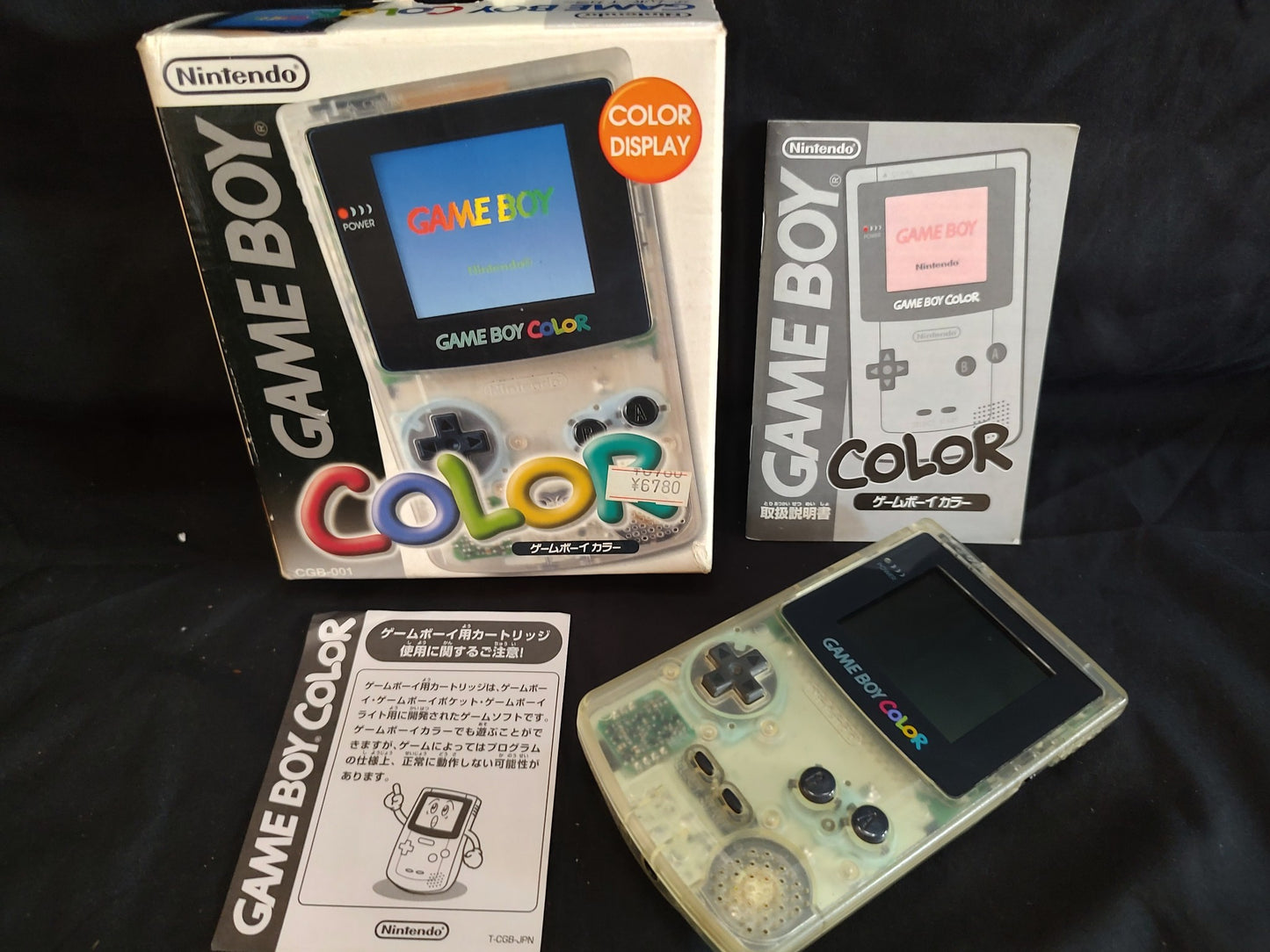 Nintendo Gameboy Color Clear Console, w/Manual, box set, working-g0722-