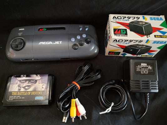 Mega Drive MEGA JET Console System HMJ-0300 PSU,AV cable,Game set, working-g0722