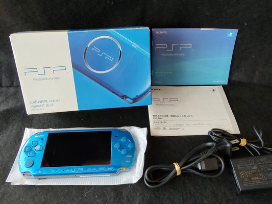 SONY Playstation Portable PSP-3000 VIBRANT BLUE Console Box set, Working-g0726-