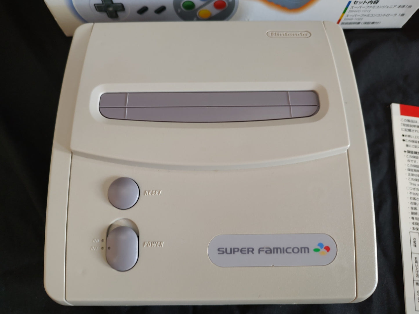 Nintendo Super Famicom Jr. (SNES) Console, w/Pads, Manual, Box, Game set-g0729-