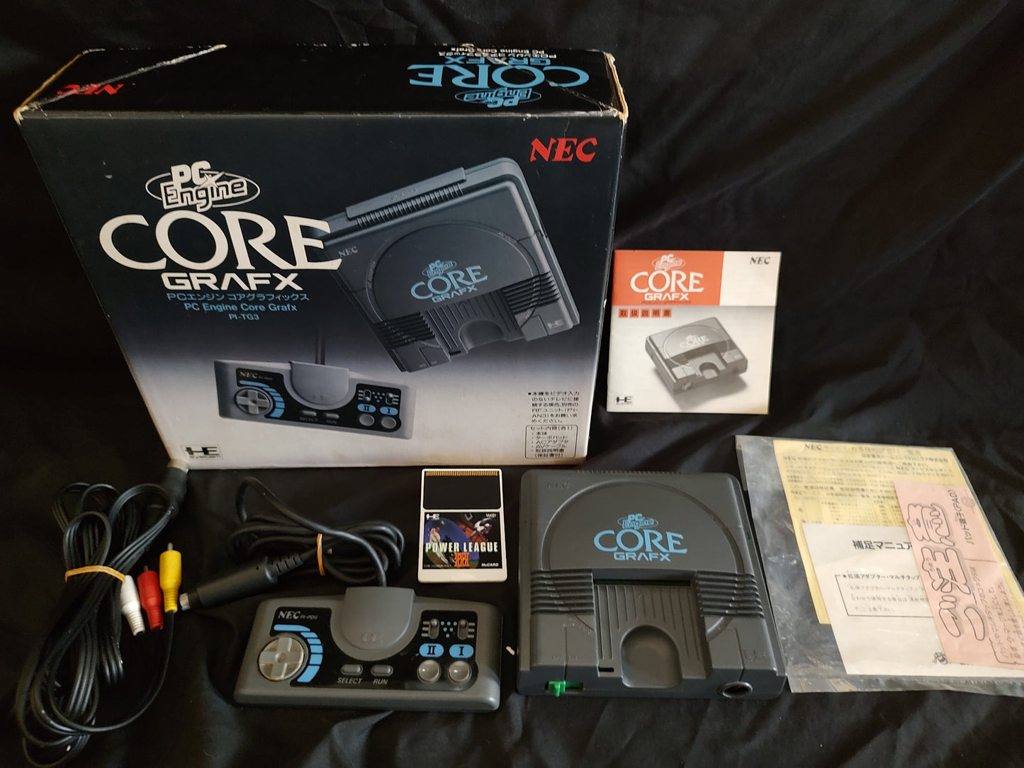 NEC PC Engine Coregrafx Console PI-TG3 TurboGrafx16, w/Pad, AV cable, Box-g0730-