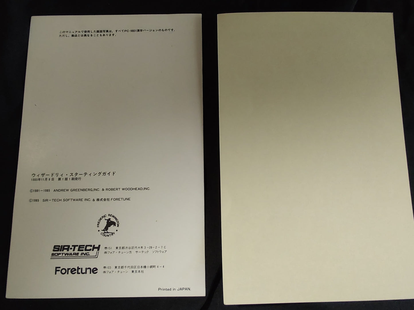 PC-8801 Wizardry Scenario #1 PC88 Game w/Manual, User disk, Box, working-g0730-