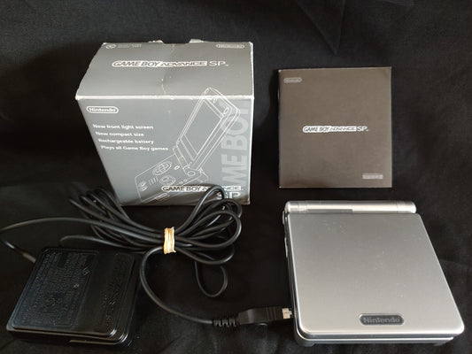 Nintendo GAMEBOY ADVANCE SP Platinum silver Console, w/Manual, Box Working-g0805