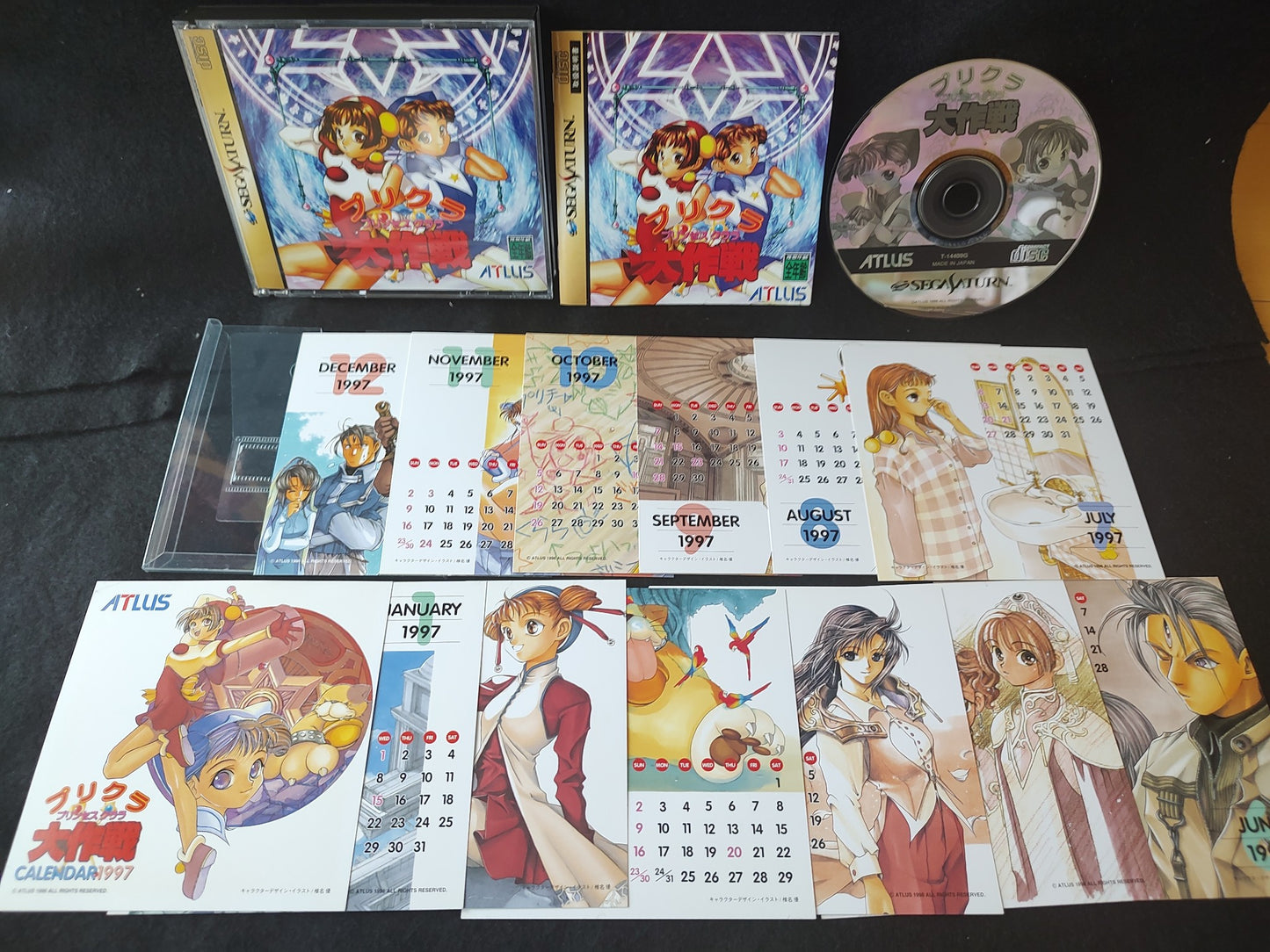 Prikura Daisakusen SEGA Saturn Game Disk,Manual, Calender, Case set tested-g0826