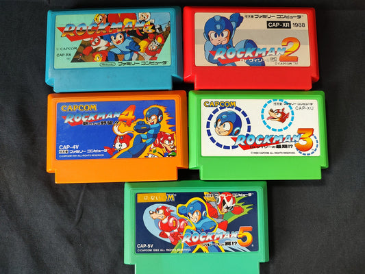 Nintendo Famicom FC (NES) RockMan(Megaman) series 5 game cartridge set-g0830-