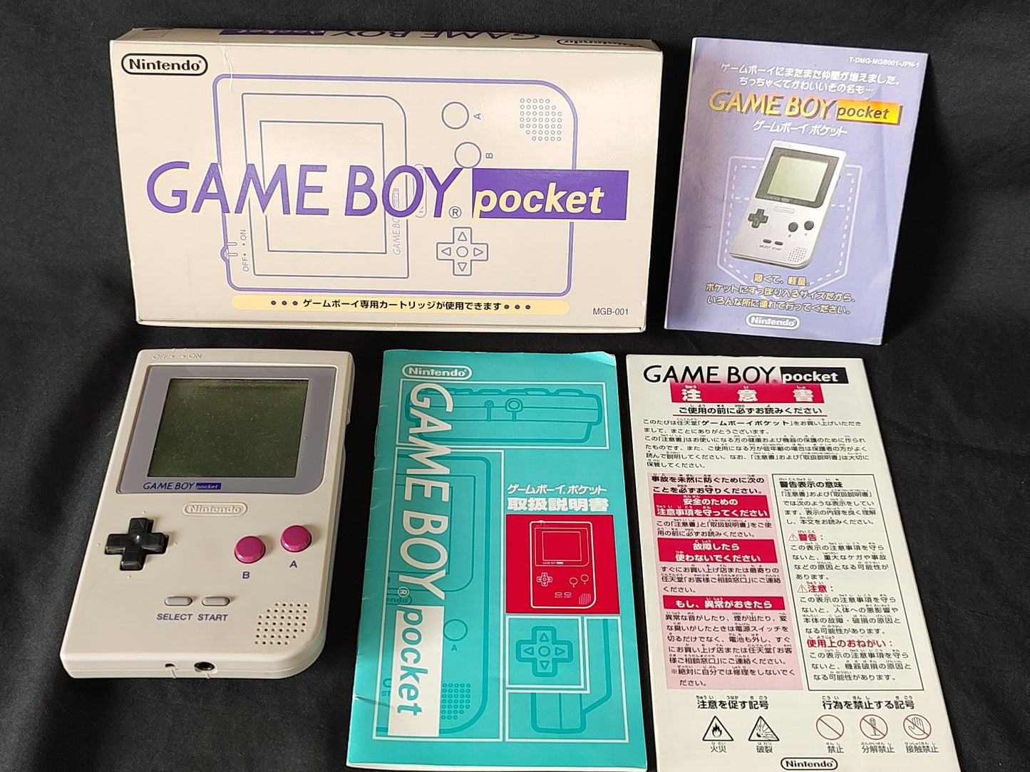 Used, Nintendo Gameboy Pocket White color console MGB-001 Boxed set-g0830-