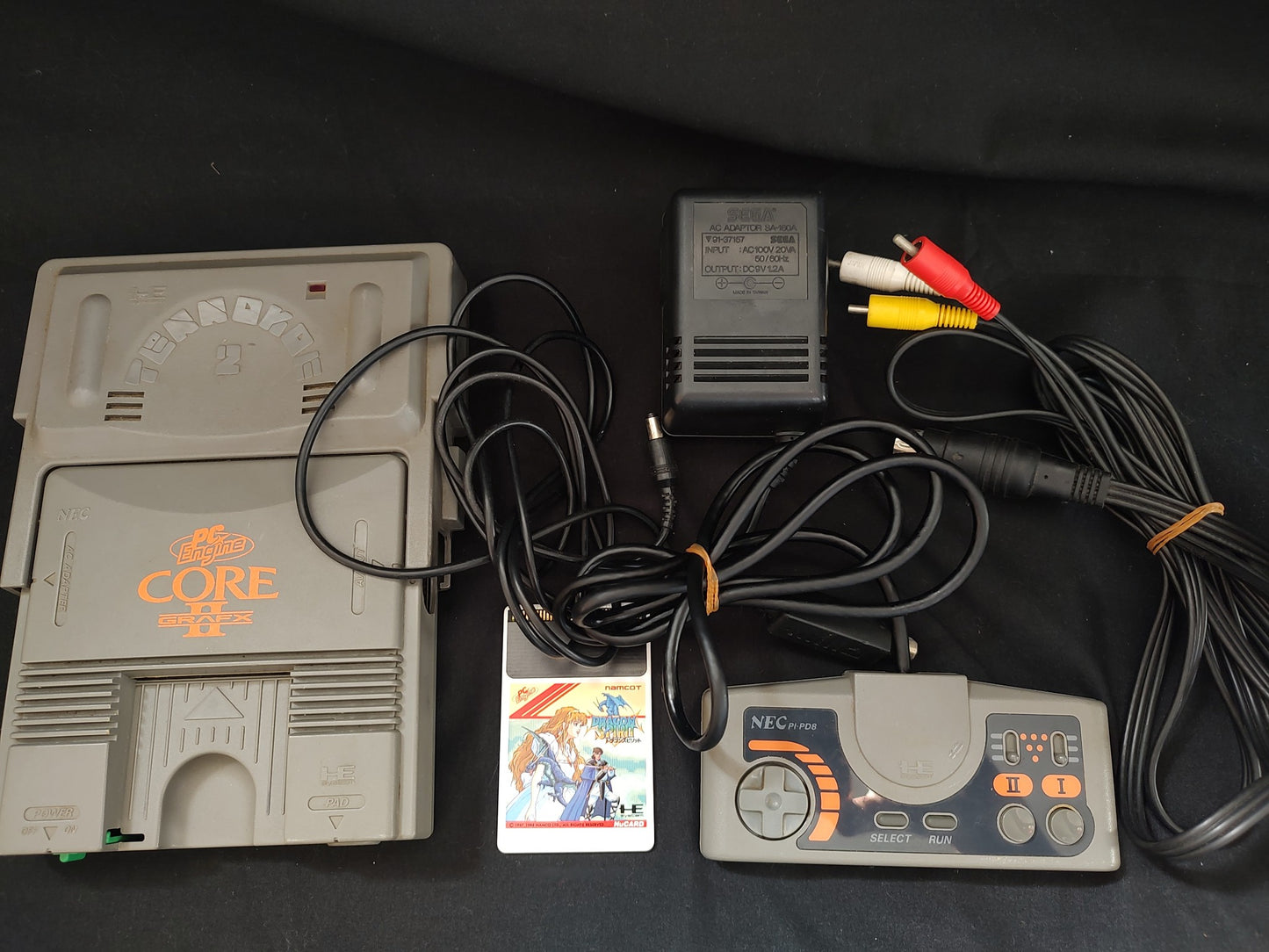 NEC PC Engine Coregrafx2 Console PI-TG7, Pad, PSU, AV cable, Game,working-g0925-