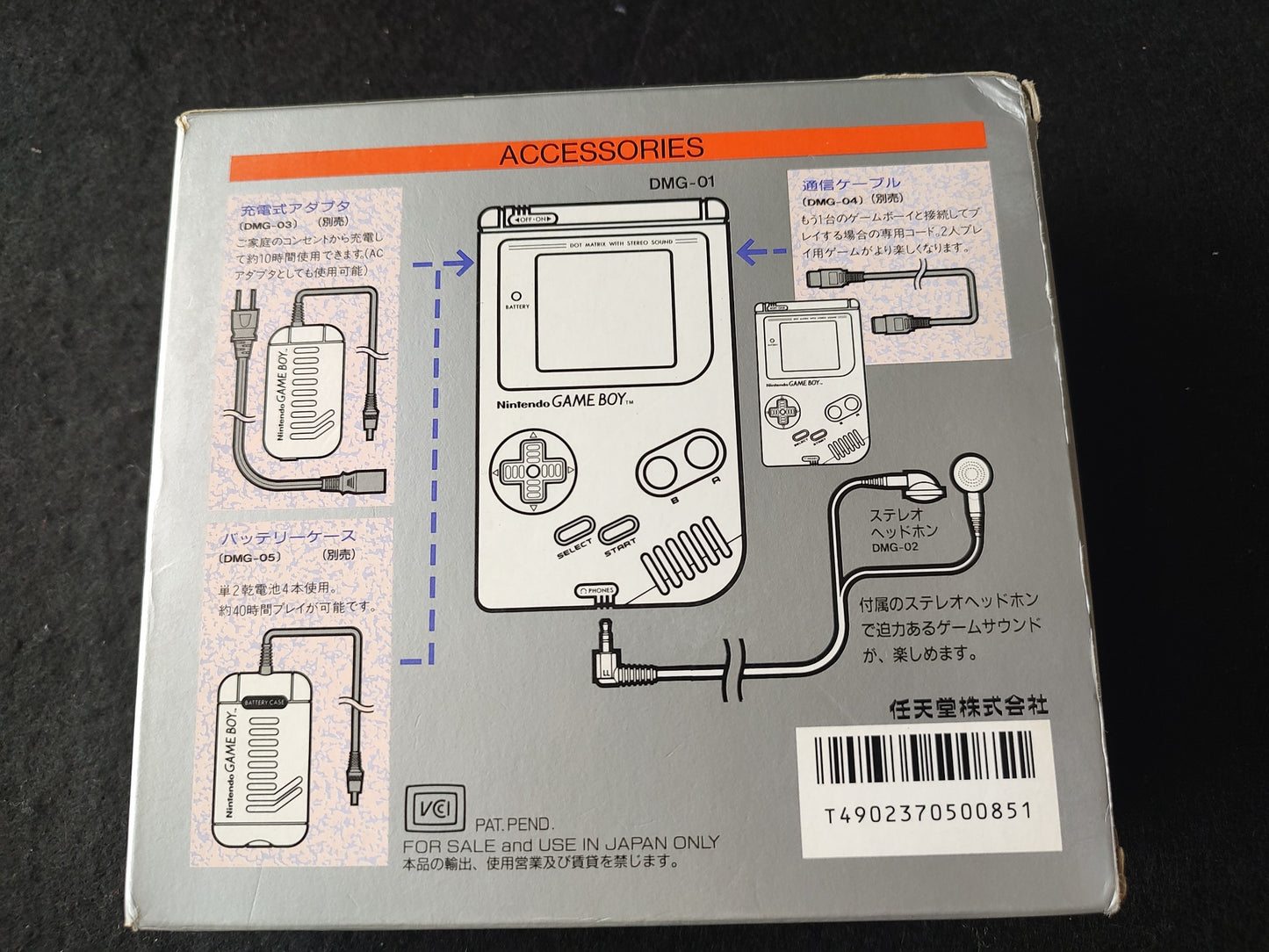 Nintendo Game boy Gray Color Console (DMG-001), W/Manual,Box set, working-g0928-