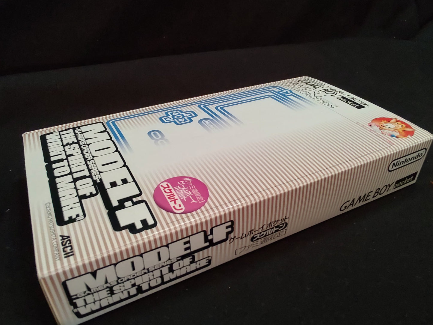 Gameboy Pocket FAMITSU Skeleton MGB-001 Console Manual, box set, Working, Japan