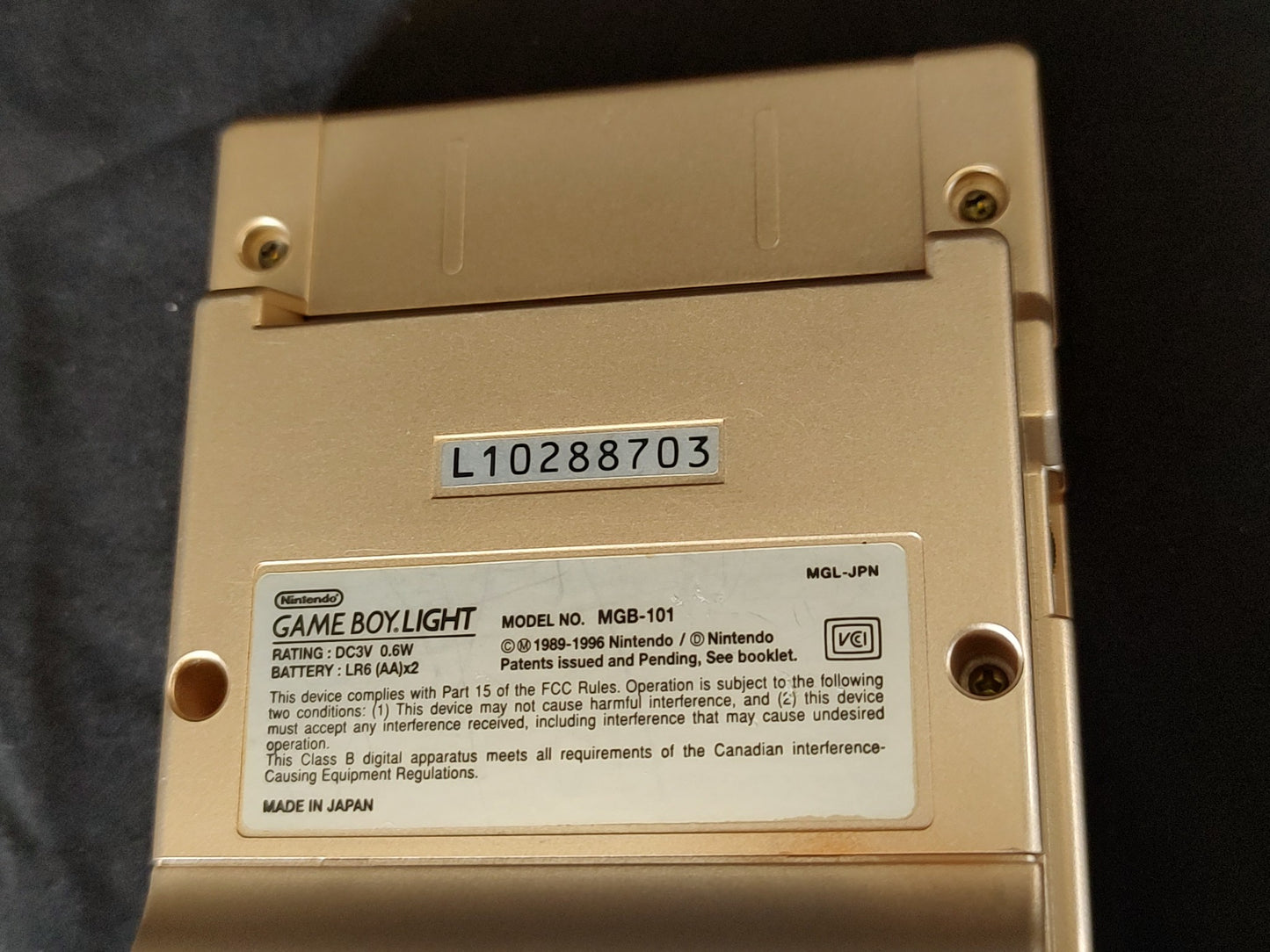 Used, Nintendo Gameboy Light Gold color console MGB-101/ Working-g1111-