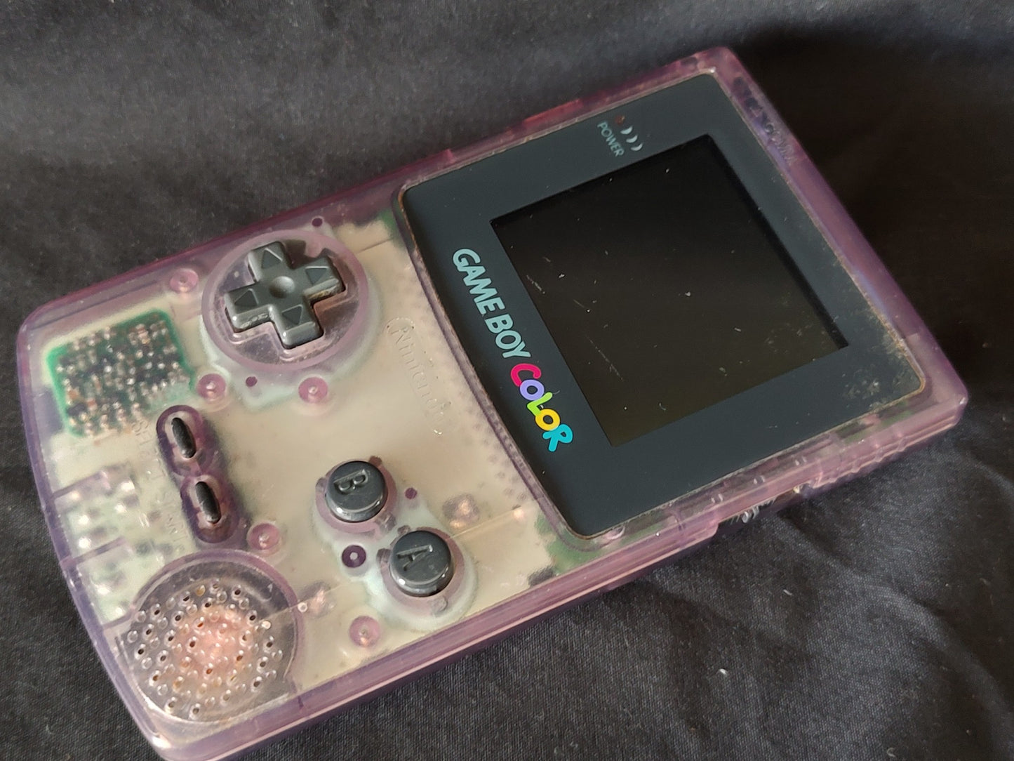 Used, Nintendo Gameboy Color Clear Purple console CGB-001, working-g1111- - Hakushin Retro Game shop