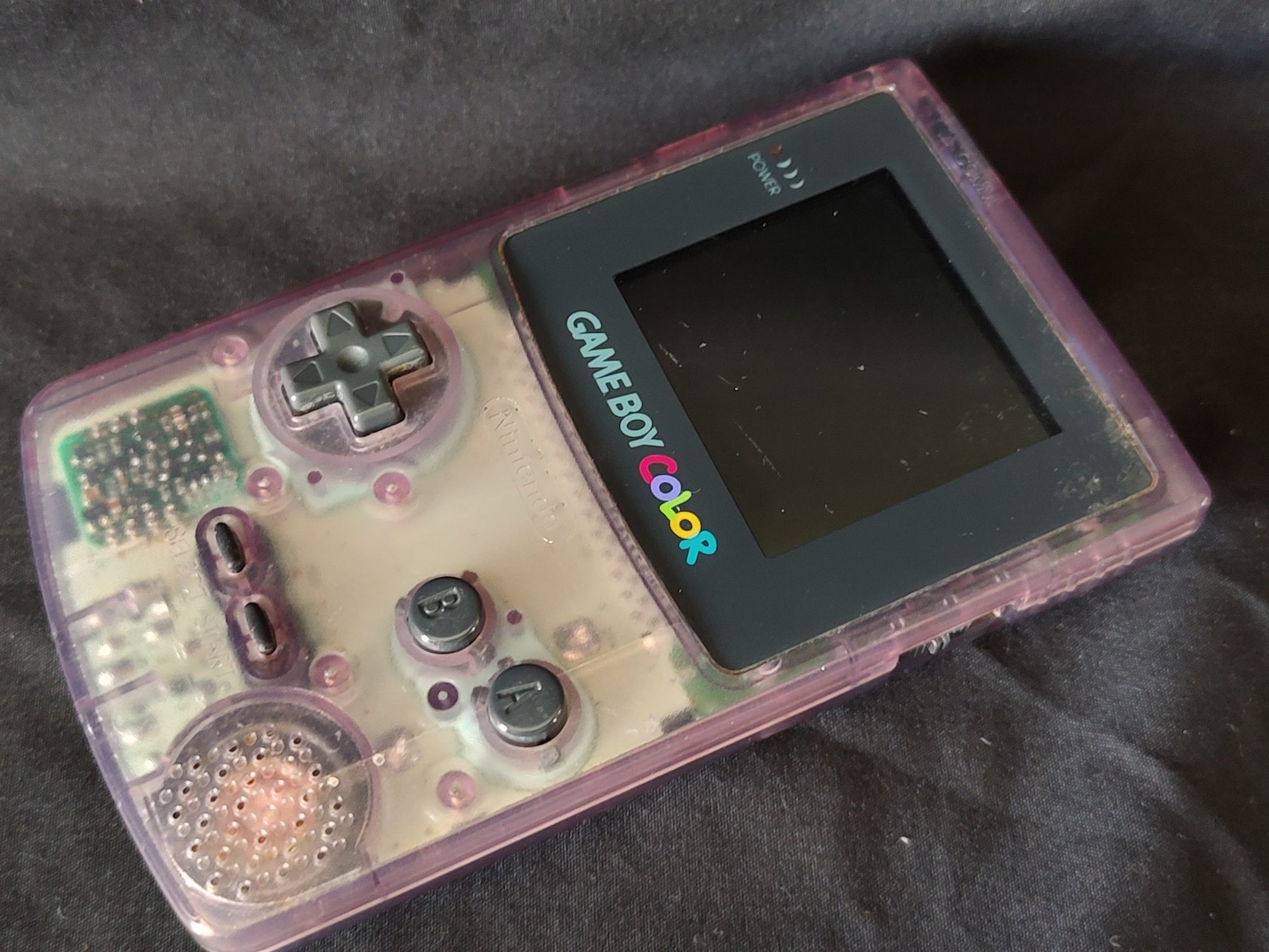 Used, Nintendo Gameboy Color Clear Purple console CGB-001, working-g1111- - Hakushin Retro Game shop