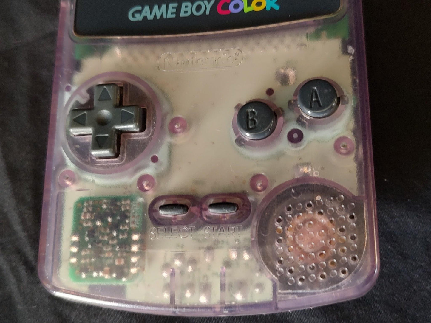 Used, Nintendo Gameboy Color Clear Purple console CGB-001, working-g1111- - Hakushin Retro Game shop