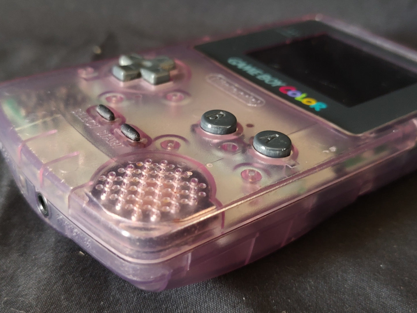 Used, Nintendo Gameboy Color Clear Purple console CGB-001, working-g1111- - Hakushin Retro Game shop