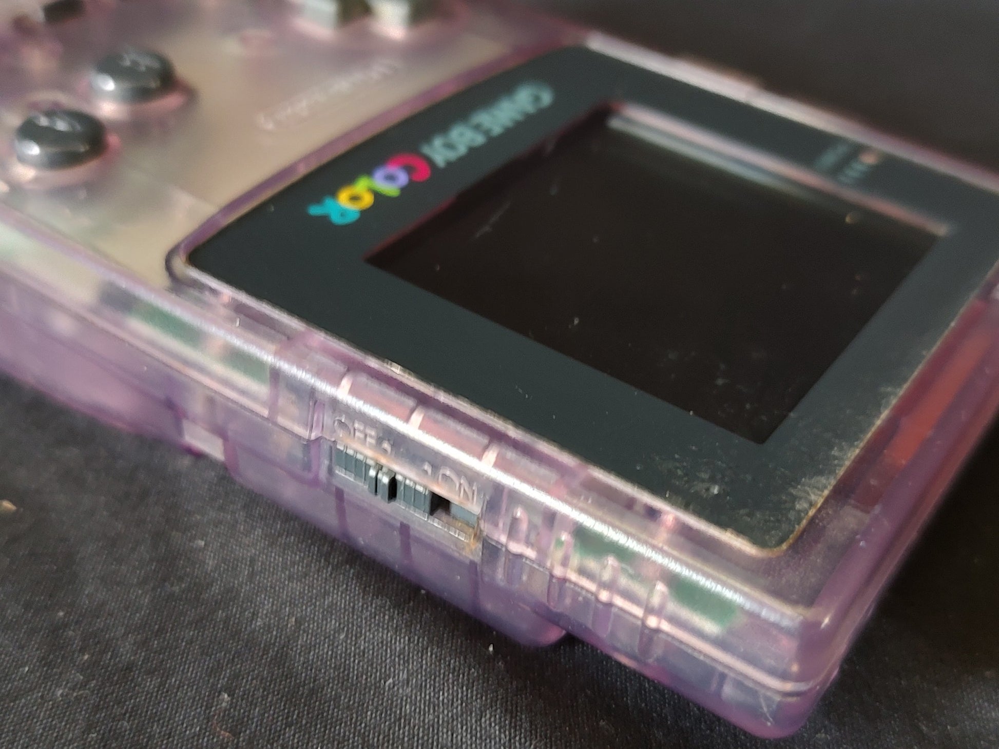 Used, Nintendo Gameboy Color Clear Purple console CGB-001, working-g1111- - Hakushin Retro Game shop