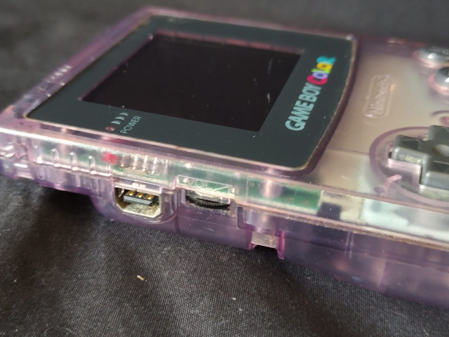 Used, Nintendo Gameboy Color Clear Purple console CGB-001, working-g1111- - Hakushin Retro Game shop