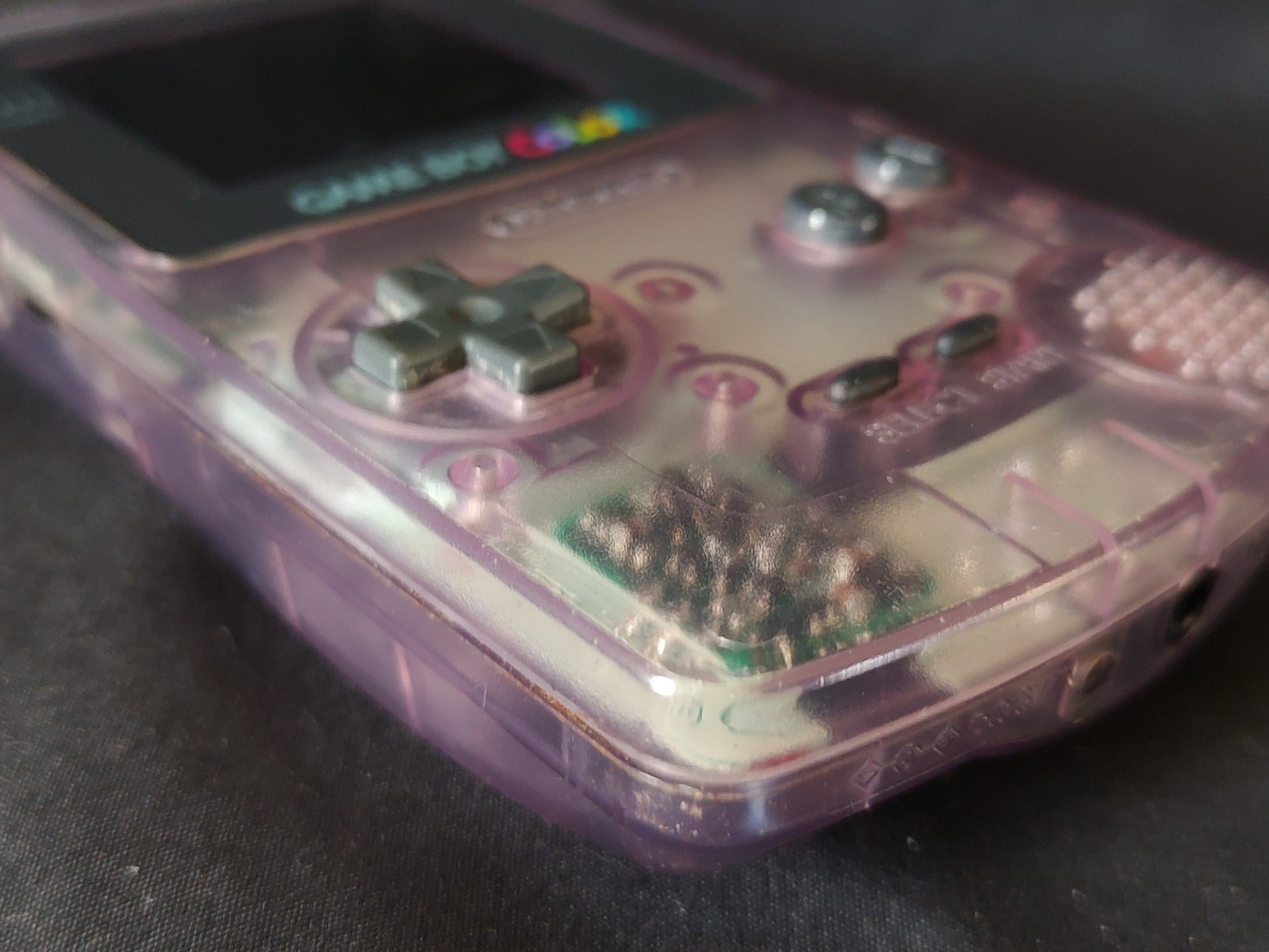 Used, Nintendo Gameboy Color Clear Purple console CGB-001, working-g1111- - Hakushin Retro Game shop