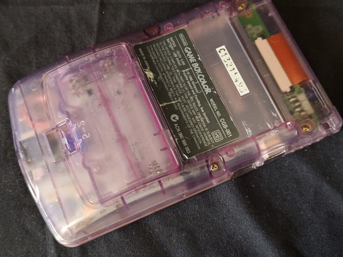 Used, Nintendo Gameboy Color Clear Purple console CGB-001, working-g1111-