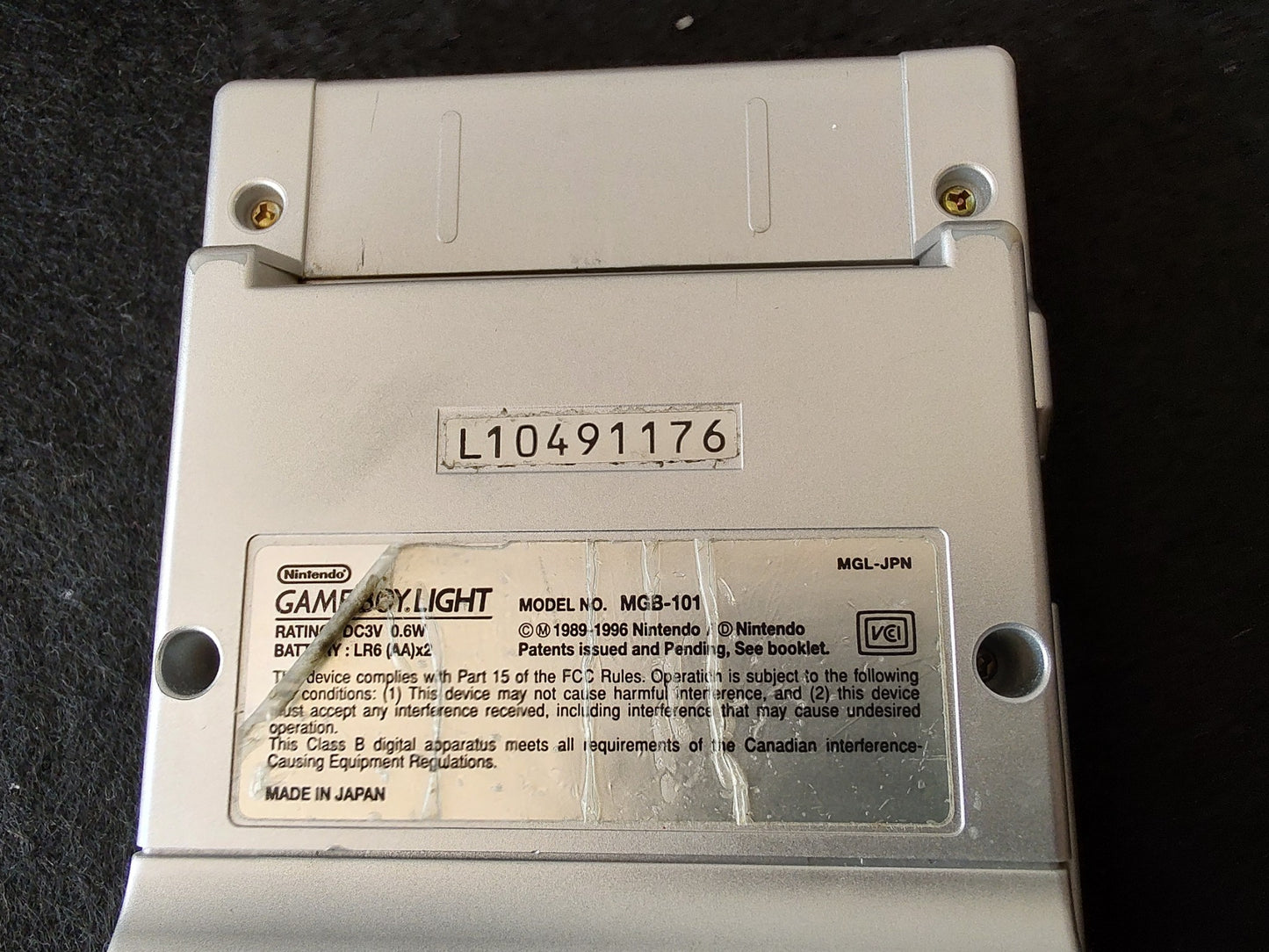 Nintendo Game boy Light Silver color console MGB-101, w/Manual, Box set-g1114-