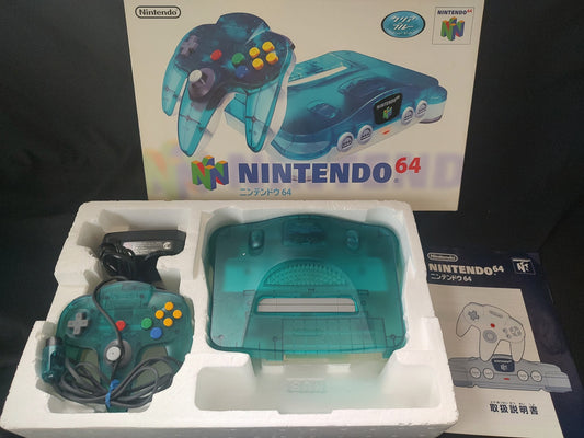 Nintendo 64 Clear Blue color Console w/Pad, Manual, cables set, Working-g1115-