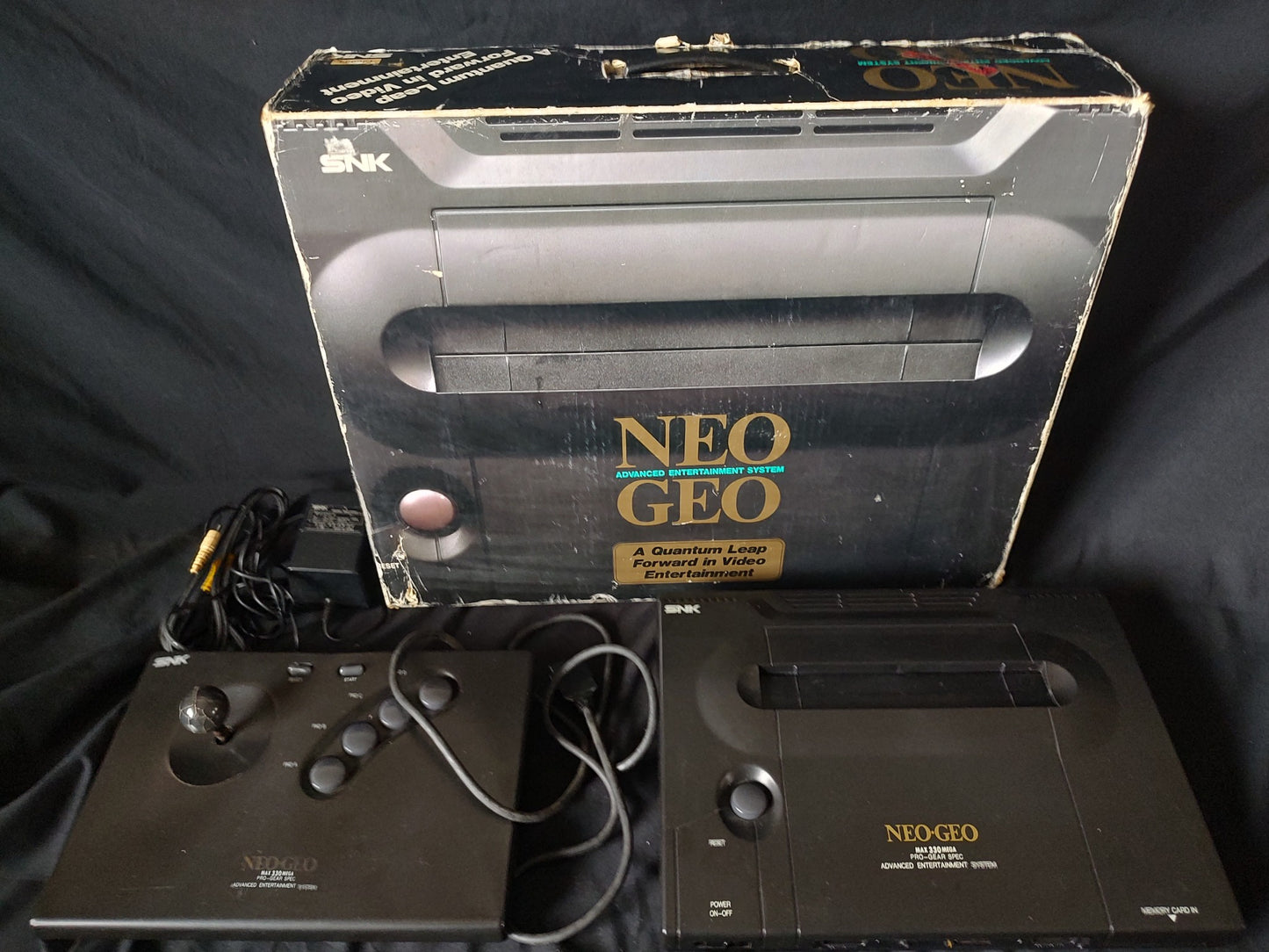 SNK NEOGEO AES ROM cartridge system Console NEO-0, w/PSU, Pad, Box set-g1115-