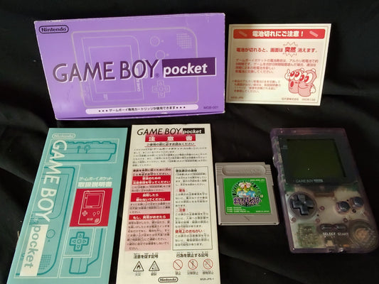 Gameboy Pocket Purple MGB-001 Console W/Manual, Box set, Working, Japan-g1122-