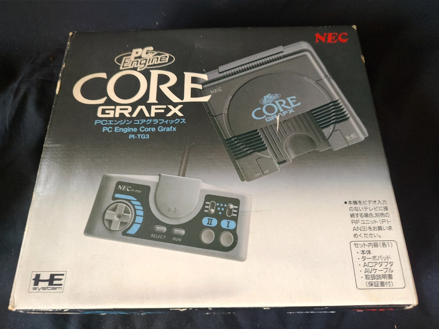 NEC PC Engine Coregrafx Console PI-TG3 TurboGrafx16, w/PSU, AV cable, Box-g1127-