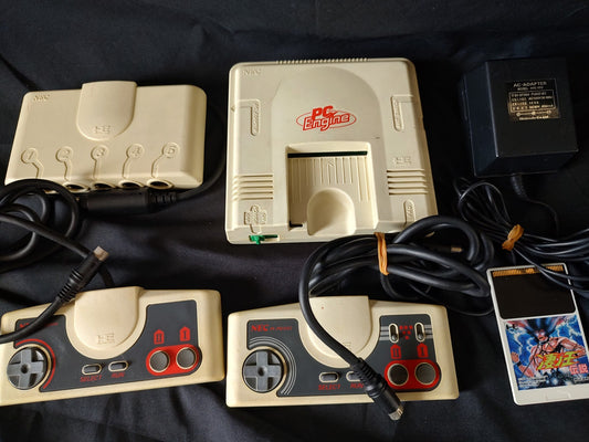 NEC PC Engine white Console (TurboGrafx-16), pads, multi tap, Games set-g1216-